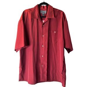 Le Monde Homme Couture Shirt Men's Size XL Red Brown Short Sleeve Button Up